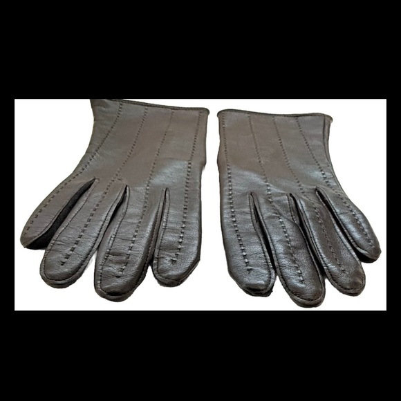Vintage Women’s Black Winter Gloves. Sz 6-7 Beige Lining  Stitching On Top - Picture 3 of 9